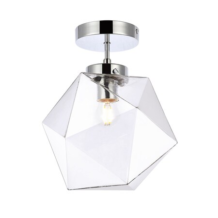 Lawrence 1 Light Chrome And Clear Glass Flush Mount